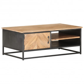 Coffee Table Natural Wood Solid Acacia wood, Powder-coa...