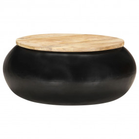 Coffee Table Black, Natural Wood Solid mango wood, iron...