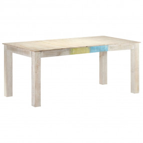 Dining Table Whitewash Solid Mango Wood Large Durable