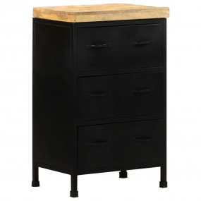Sideboard Black Rough mango wood Medium Industrial Side...