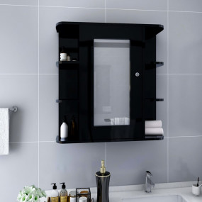 Mirror Cabinet Black and Silver MDF with melamine, Glas...
