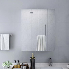 Mirror Cabinet White and Silver MDF with Melamine Surfa...