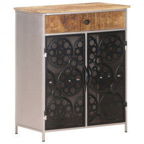 Sideboard Rough mango wood with silver powder-coated ir...