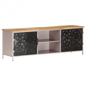 TV Cabinet Rough Mango Wood with Iron Accents