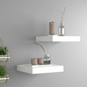 Wall Shelf Set of 2 White Honeycomb MDF, metal Small
