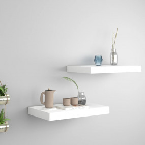 Wall Shelf Set of 2 White Honeycomb MDF, Metal 15.7 x 9...