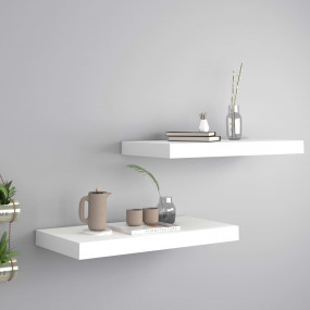 Wall Shelf Set of 2 White Honeycomb MDF, metal Medium