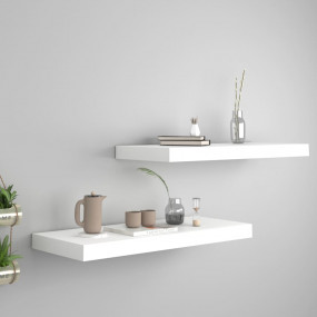 Wall Shelf Set of 2 White Honeycomb MDF, metal