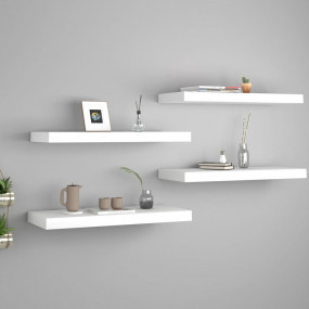 Wall Shelf Set of 4 White Honeycomb MDF, metal 23.6 in