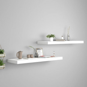 Wall Shelf Set of 2 White Honeycomb MDF, Metal