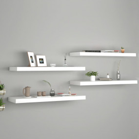 Wall Shelf Set of 4 White Honeycomb MDF, Metal 31.5x9.3...