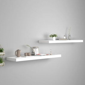 Wall Shelf Set of 2 White Honeycomb MDF, Metal