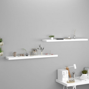 Wall Shelf Set of 2 White Honeycomb MDF, metal