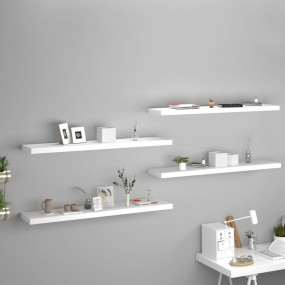 Wall Shelf Set of 4 White Honeycomb MDF, metal