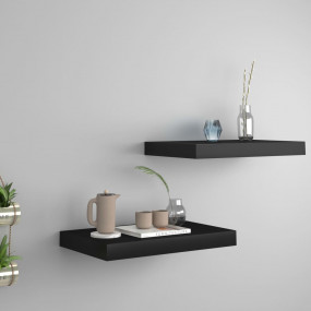 Wall Shelf Set of 2 Black Honeycomb MDF, metal Medium