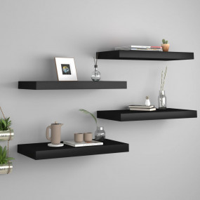 Wall Shelf Set of 4 Black Honeycomb MDF, metal Wall mou...