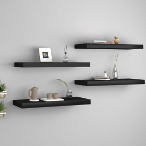 Wall Shelf Set of 4 Black Honeycomb MDF, metal Medium