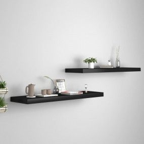Wall Shelf Set of 2 Black Honeycomb MDF, Metal Wall mou...