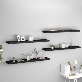 Wall Shelf Set of 4 Black Honeycomb MDF, metal 47.2 x 9...