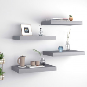 Wall Shelf  Set of 4 Gray Honeycomb MDF, metal Medium