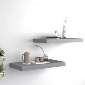 Wall Shelf Set of 2 Grey Honeycomb MDF, metal 19.7 x 9....