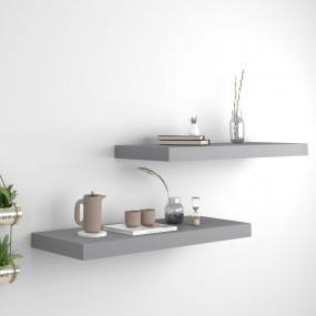 Wall Shelf Set of 2 Gray Honeycomb MDF, metal Medium Wa...