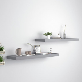Wall Shelf Set of 2 Grey Honeycomb MDF, Metal 2 pieces,...