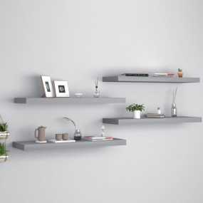 Wall Shelf Set of 4 Grey Honeycomb MDF, metal 31.5 x 9....