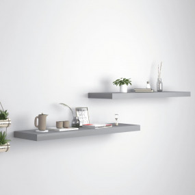 Wall Shelf Set of 2 Gray Honeycomb MDF, metal frame Lar...