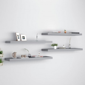 Wall Shelf Set of 4 Grey Honeycomb MDF, metal 35.4x9.3x...