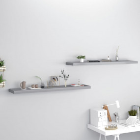 Wall Shelf Set of 2 Gray Honeycomb MDF, Metal 47.2 in x...
