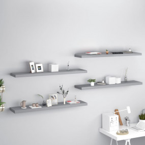 Wall Shelf Set of 4 Grey Honeycomb MDF and metal