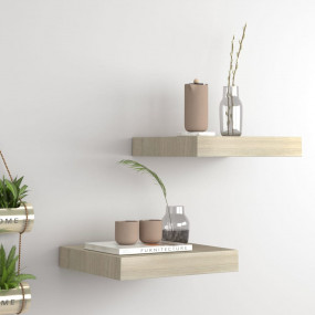 Wall Shelf Set of 2 Oak Honeycomb MDF, Metal 9.1 x 9.3 ...