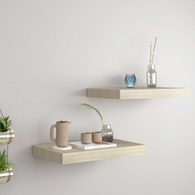 Wall Shelf Set of 2 Oak Honeycomb MDF, Metal 15.7 x 9.1...