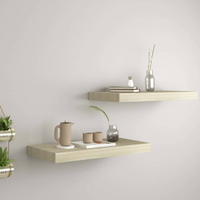 Wall Shelf Set of 2 Oak Honeycomb MDF, metal 19.7x9.1x1...