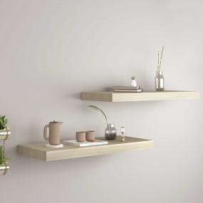 Wall Shelf Set of 2 Oak Honeycomb MDF, metal Medium