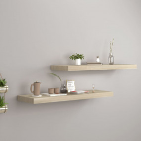 Wall Shelf Set of 2 Oak Honeycomb MDF, metal 31.5 x 9.3...