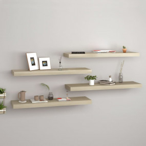 Wall Shelf Set of 4 Oak Honeycomb MDF, metal Medium