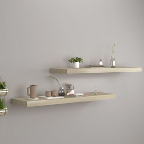 Wall Shelf Set of 2 Oak Honeycomb MDF, Metal Medium