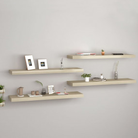 Wall Shelf Set of 4 Oak Honeycomb MDF, metal 35.4 x 9.3...
