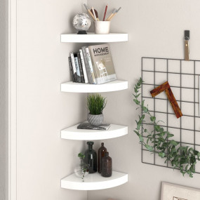 Corner Shelf Set of 4 High gloss white Honeycomb MDF, m...
