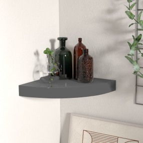 Corner Shelf High gloss grey Honeycomb MDF, metal Small