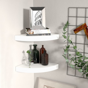 Corner Shelf Set of 2 White Honeycomb MDF, metal Standa...