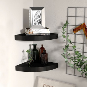 Corner Shelf Set of 2 Black Honeycomb MDF, metal 9.8x9....