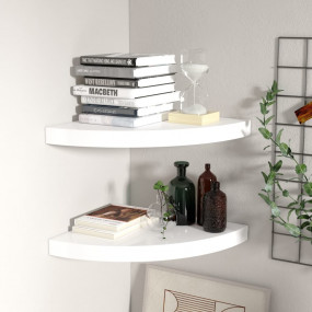 Corner Shelf Set of 2 High gloss white Honeycomb MDF, m...