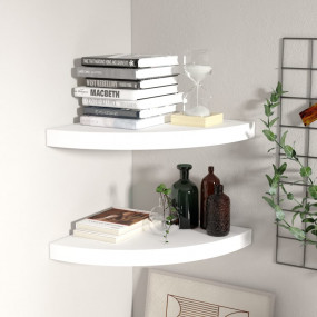 Corner Shelf Set of 2 White Honeycomb MDF, metal
