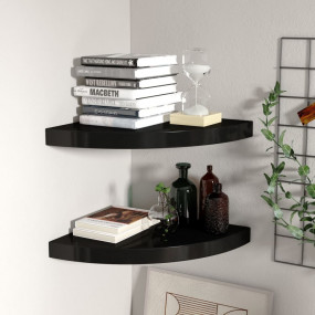 Corner Shelf Set of 2 Black Honeycomb MDF, metal 14 in ...