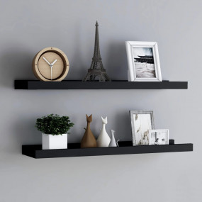 Frame Ledge Shelf Set of 2 Black MDF 31.5 in Wall mount...
