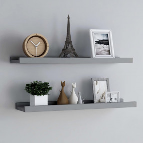 Frame Ledge Shelf Set of 2 Gray Lacquered MDF 31.5 in l...