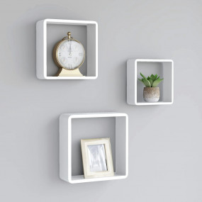 Wall Cube Shelf Set of 3 White MDF Small, Medium, Large